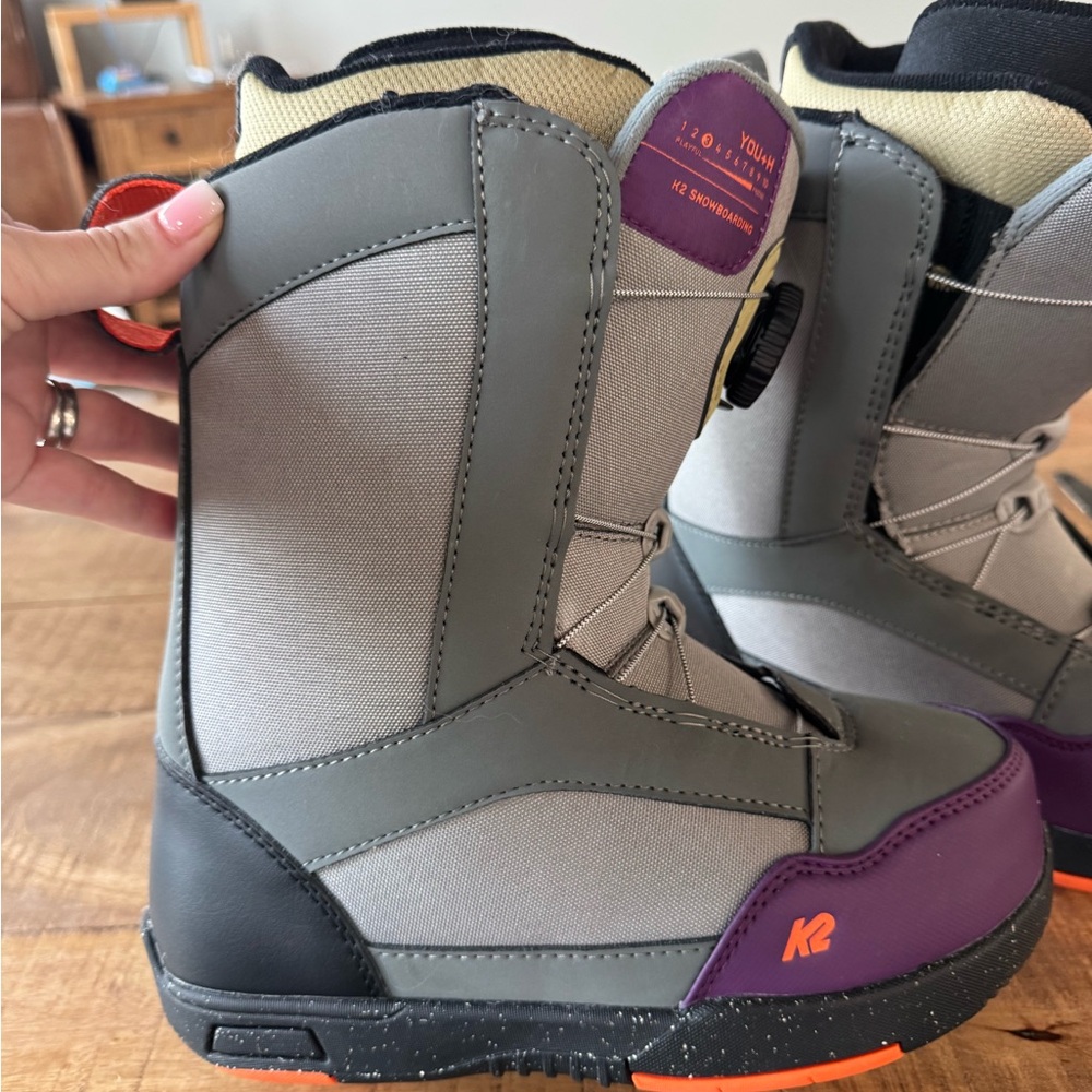K2 Snowboarding Boots with Purple and Gray Accents - Picture 2 of 6